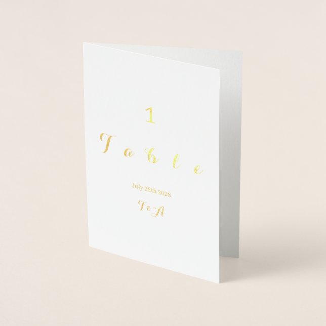 Carte de numéro de table mariage Real Gold Foil (Devant)