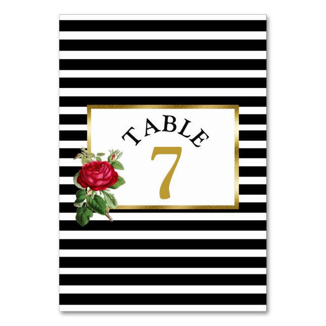 Carte de numéro de table Mariage Red Roses (Par défaut)
