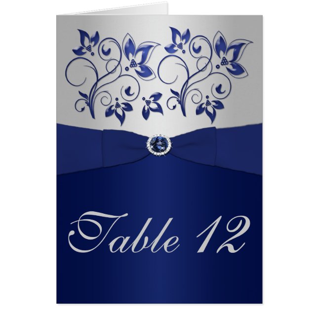 Carte de numéro de table Marine et Silver (Devant)