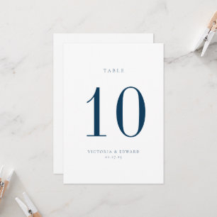 Carte de numéro de table minimaliste Mariage bleu 