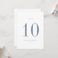 Carte de numéro de table minimaliste Mariage bleu