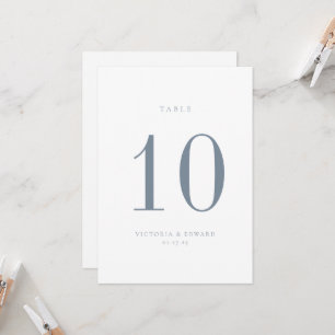 Carte de numéro de table minimaliste Mariage bleu