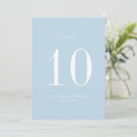 Carte de numéro de table minimaliste Sky Blue Mari