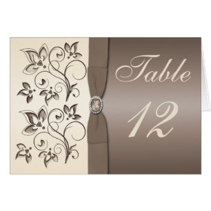 Carte de numéro de table Mocha Ivory Floral