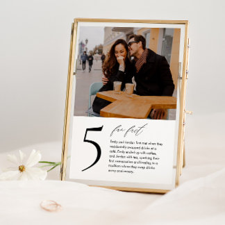 Carte de numéro de table moderne avec photo et fai
