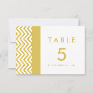 Carte de numéro de table moderne Chevron blanc et 