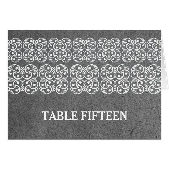 Carte de numéro de table moderne en gris de Bohême (Devant horizontal)
