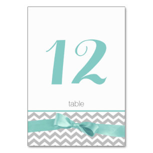 Carte de numéro de table moderne Zigzag et Aqua Bo