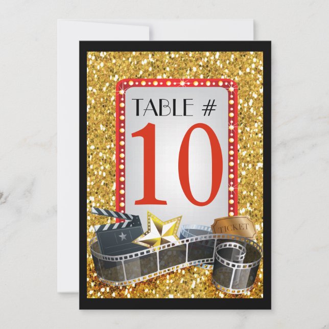 Carte de numéro de table MOVIE STAR Bat mitzvah (Devant)
