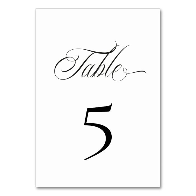 Carte de numéro de table noir et blanc (Par défaut)