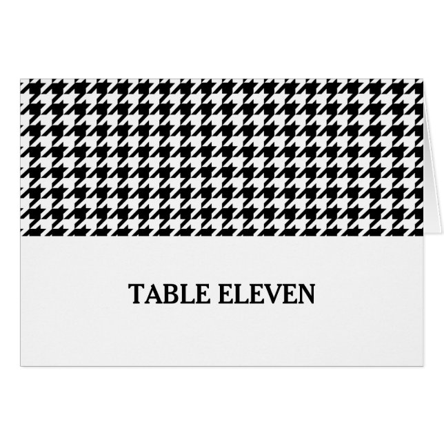 Carte de numéro de table noire Houndstooth (Devant horizontal)