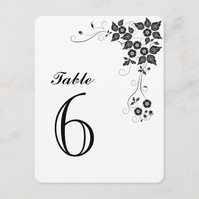 Carte de numéro de table Numéro-6 (Devant)