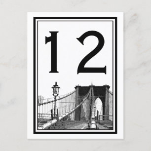 Carte de numéro de table NYC Skyline Brooklyn Brid