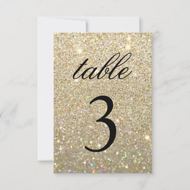 Carte de numéro de table - Or Glit Fab (Devant)