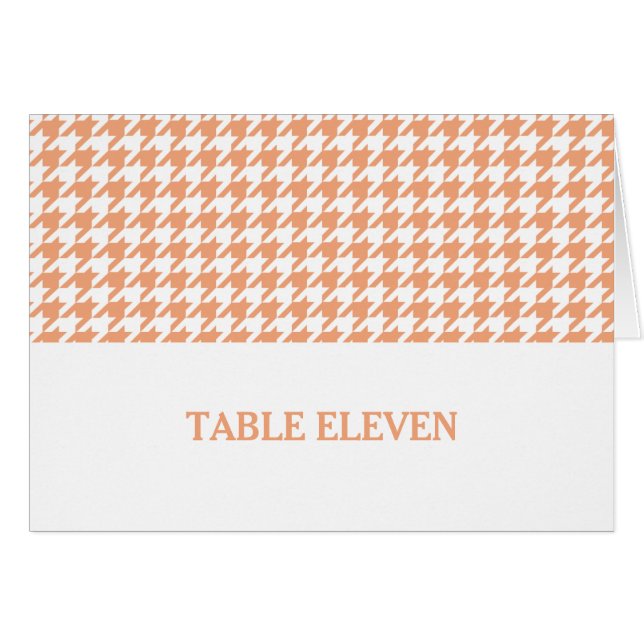 Carte de numéro de table Orange Houndstooth (Devant horizontal)