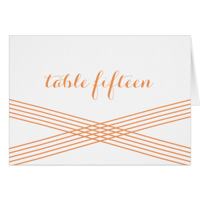 Carte de numéro de table Orange Modern Deco (Devant horizontal)
