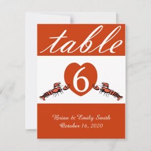 Carte de numéro de table personnalisée rouge de ho