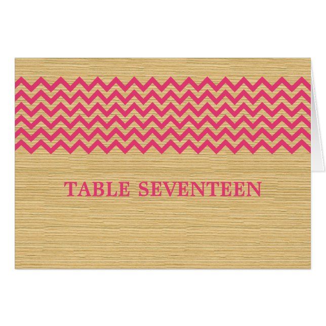 Carte de numéro de table Pink Rustic Chevron (Devant horizontal)