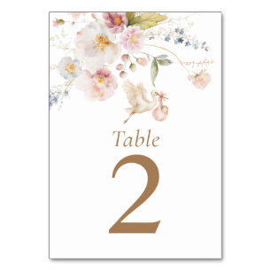 Carte de numéro de table pour Baby Shower Wildflow
