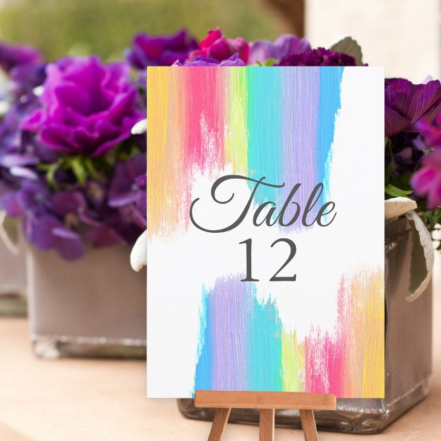 Carte de numéro de table pour le Mariage Rainbow W (Créateur téléchargé)