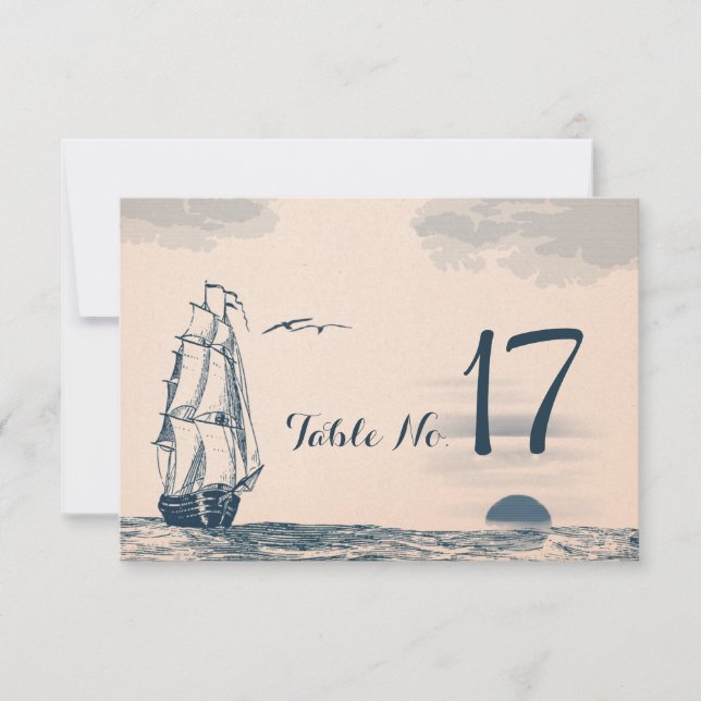 Carte de numéro de table pour mariage de destinati (Devant)