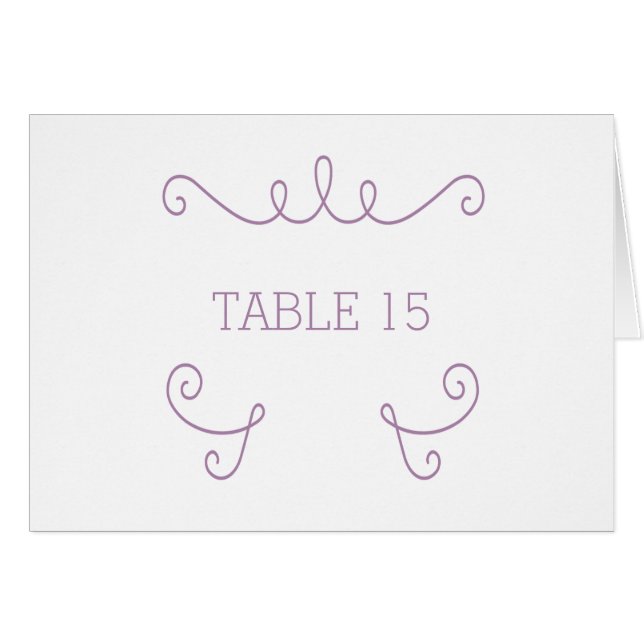 Carte de numéro de table pourpre Whimsical Flourin (Devant horizontal)