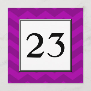 Carte de numéro de table Purple Chevron Stripes