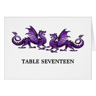 Carte de numéro de table Purple Elegant Dragons