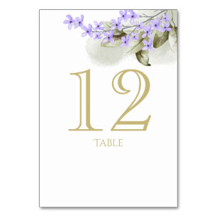 Carte de numéro de table Purple Lilac