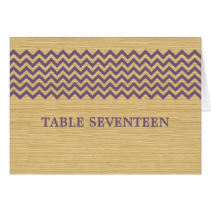 Carte de numéro de table Purple Rustic Chevron