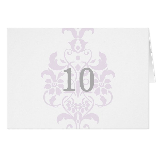 Carte de numéro de table Purple Subtil Damask (Devant horizontal)