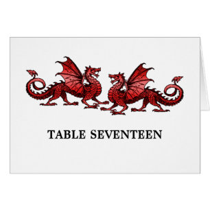 Carte de numéro de table Red Elegant Dragons