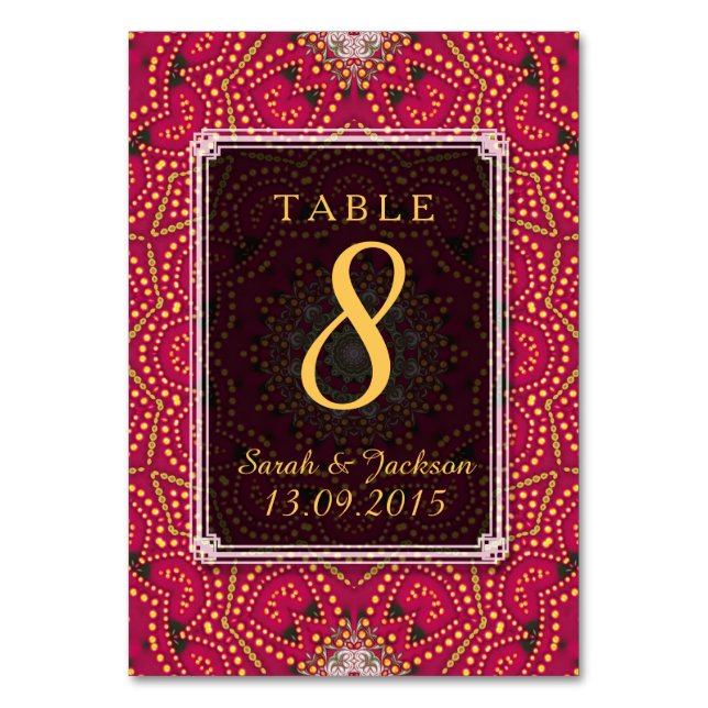 Carte de numéro de table Red+Gold Eastern Indian M (Par défaut)