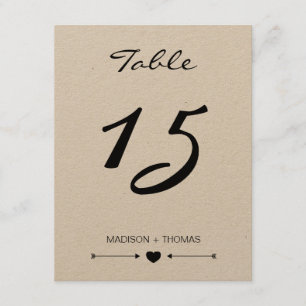 Carte de numéro de table romantique rustique mod