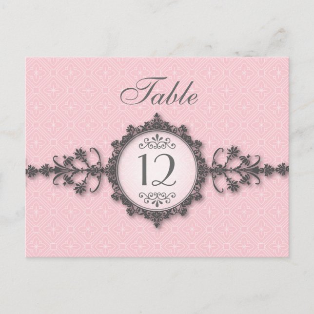 Carte de numéro de table rose Bande Art Déco (Devant)