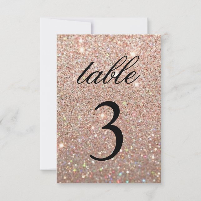 Carte de numéro de table - Rose de Parties scintil (Devant)