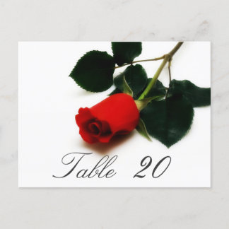 Carte de numéro de table Rose rouge
