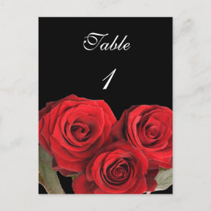 Carte de numéro de table Rose rouge noir