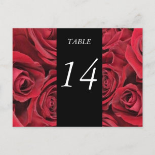 Carte de numéro de table Roses rouges