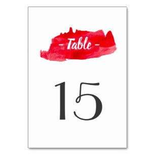 Carte de numéro de table rouge de l'aquarelle roma