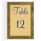 Carte de numéro de table Royal Blue and Gold