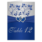 Carte de numéro de table Royal Blue and Silver