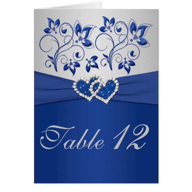 Carte de numéro de table Royal Blue and Silver (Devant)
