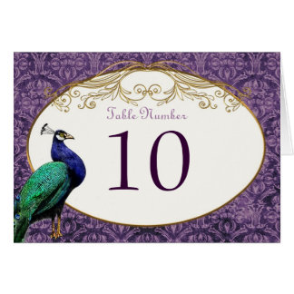Carte de numéro de table Royal Peacock (Purple)