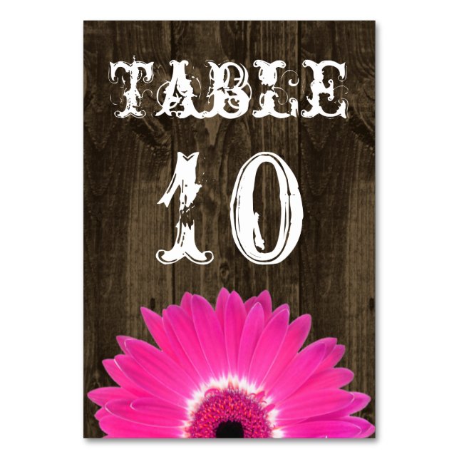 Carte de numéro de table Rustic Hot Rose Mariage (Par défaut)