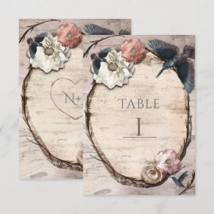 Carte de numéro de table Rustic White Birch & Humm
