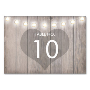 Carte de numéro de table Rustique à base de coeur