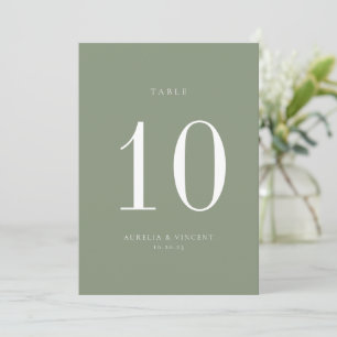 Carte de numéro de table Sage Green Mariage