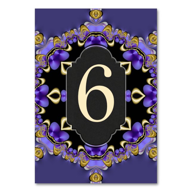 Carte de numéro de table Satin Purple Gold Gothica (Par défaut)