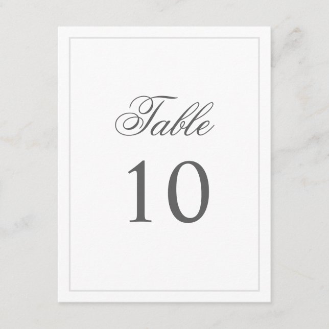 Carte de numéro de table simple et élégante (Devant)